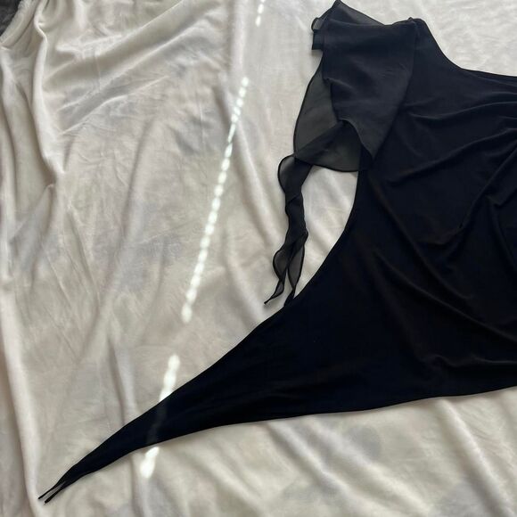 Vintage Y2K whimsygoth Georgiou Studio asymmetrical black top ruffles size 10 - Picture 5 of 8